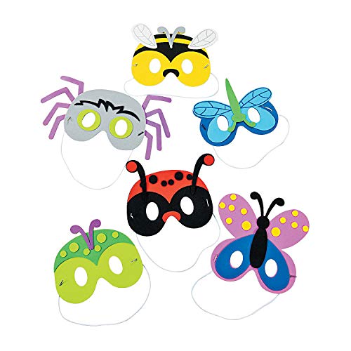Fun Express Foam Bug Mask Craft Kit - Makes 12 - VBS Vacation Bible School Supplies/Decor - DIY Science Crafts for Kids