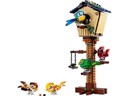 LEGO Creator 3in1 Birdhouse 31143, Birds to Hedgehog to Beehive Set, Forest Animal Figures, Building Toys for Kids Ages 8 Years and Over, Colorful Toy Set, Gift Idea