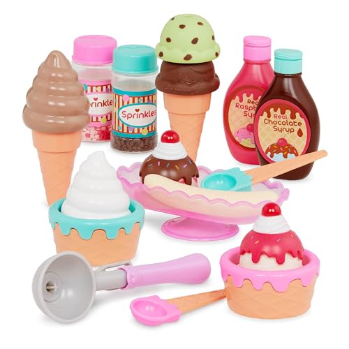 Battat- Play Circle- Toy Food – Ice Cream Set – Kitchen Accessories For Kids- Pretend Play- Sweet Treats Ice Cream Parlour- 3 years + (21 Pcs)