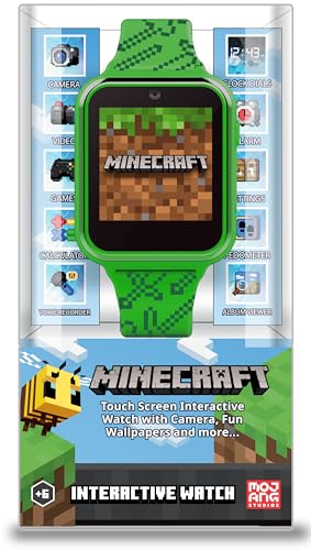 Microsoft Minecraft Green Educational Learning Touchscreen Smart Watch Toy for Boys, Girls, Toddlers - Selfie Cam, Learning Games, Alarm, Calculator, Step Tracker & more! (Model: MIN4045AZ)
