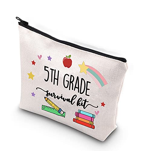 WCGXKO 5th Grade Teacher Gift Back To School Gift 5th Grade Survival Kit Zipper Pouch Makeup Bag (survival kit 5th Grade)