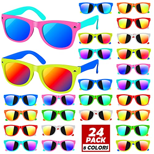 OLIKER Kids Sunglasses Bulk,24Pack Kids Sunglasses with UV400 Protection,Kids Sunglasses Party Favors,for Bulk Pool Party,Beach Party,for Boys Girls Age 3-6