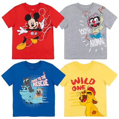 Disney Mickey Mouse Puppy Dog Pals Lion Guard Muppet Babies Baby Boys 4 Pack T-Shirt 18 Months Multicolor