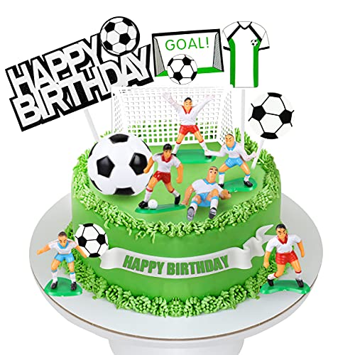 Soccer Ball Cake Topper Decorations For Theme Party, Football Player, Men, Boy, Birthday, Sport Supplies, 14 PCS