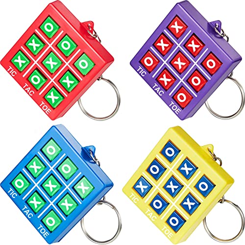 Hicarer,16 Pieces Tic Tac Toe Keychain Valentine's Day Durable Plastic Keyholders for Mini Backpack Clip Birthday Party for Boy Girl, Assorted Colors