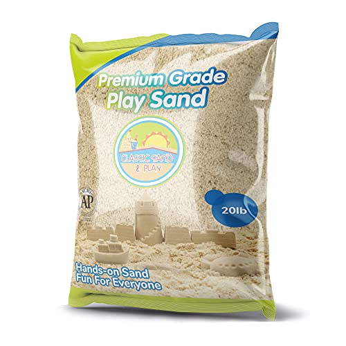 Classic Sand and Play Sand for Sandbox, Table, Therapy, and Outdoor Use, 20 lb. Bag, Natural, Non-Toxic, Wet Castle Building for Creativity and Stimulates Sensory Skills