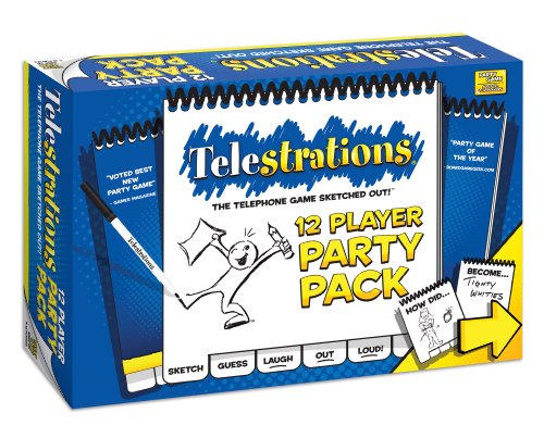 USAopoly Telestrations Party Pack 12 Player | 600 New Phrases to Sketch | Family Board Game | A Fun Family Game for Kids and Adults | Family Game Night Just Got Better | Telephone Game Sketched Out, Multi-colored