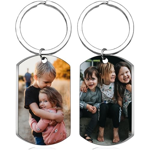 Ling Ling Design Custom Color Photo Double Sided Dog Tag Keychain–Personalized 2 Color Picture Pendant Unisex Men or Women
