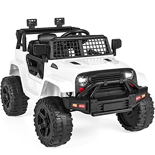 Best Choice Products 12V Kids Ride On Truck Car w/Parent Remote Control, Spring Suspension, LED Lights, AUX Port - White