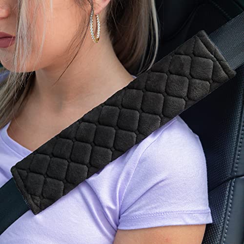 2Pcs Car Seat Belt Cover Pads, Shoulder Seatbelt Pads Cover, Safety Belt Strap Shoulder Pad for Adults and Children(Black)