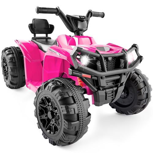 Best Choice Products 12V Kids Ride-On Electric ATV, 4-Wheeler Quad Car Toy w/Bluetooth Audio, 2.4mph Max Speed, Treaded Tires, LED Headlights, Radio - Hot Pink