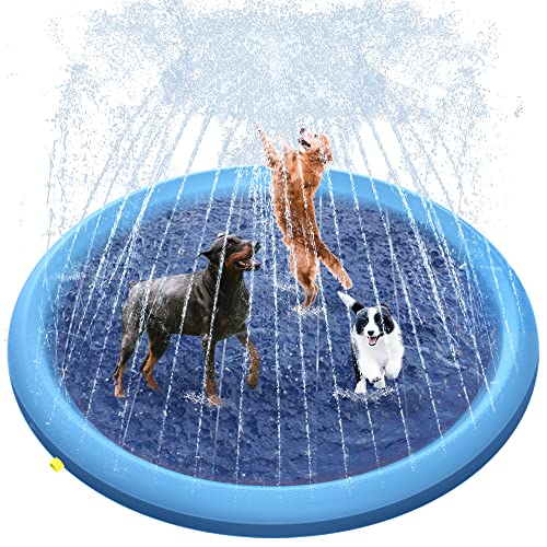 Raxurt Splash Pad, 67in Anti-Slip Splash Pad for Kids Dogs 0.58mm Thickened Dog Pool Splash Sprinkler Pad Durable Summer Outdoor Water Toys for Baby Toddler Boys Girls Pet, New Version