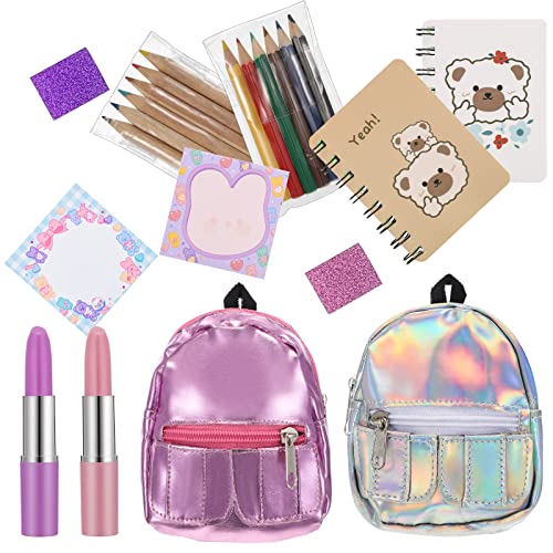Zhanmai Mini Doll Backpack with 10 Stationery Surprises Inside, Pink, Unisex