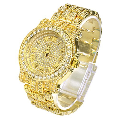 Techno Pave Iced Out Watch - Gold