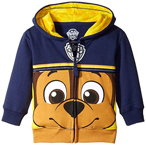 Nickelodeon Toddler Boys' Paw Patrol Character Big Face Zip-Up Hoodies, Chase Navy, 3T