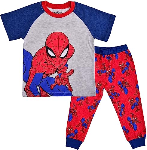 Marvel Spider-Man Boys Short Sleeve T-Shirt and Jogger Pants Set for Toddlers and Big Kids – Blue/Red/Grey