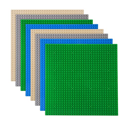 LVHERO 8 Pack Classic Baseplates Building Plates for Building Bricks 100% Compatible with All Major Brands-Baseplate, 10' x 10', Multicolored