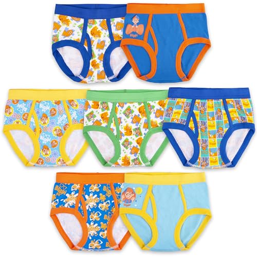 Blippi boys Blippi 7-pk and 10-pk Toddler Boys 100% Combed Cotton Underwear Briefs in Sizes 2/3t and 4t, Blippi 7boys, 2-3T