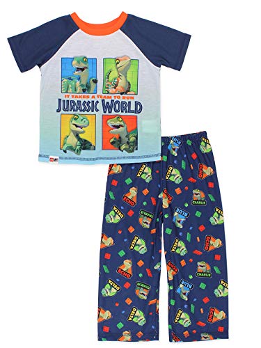 LEGO Jurassic World Dinosaur Toddler Short Sleeve 2 piece Pajamas Set (2T, Navy)