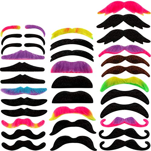WILLBOND 48 Pieces Fake Mustaches, Self Adhesive Novelty Moustaches Fiesta Masquerade Party Supplies Halloween Costume(16 Vampire Style)