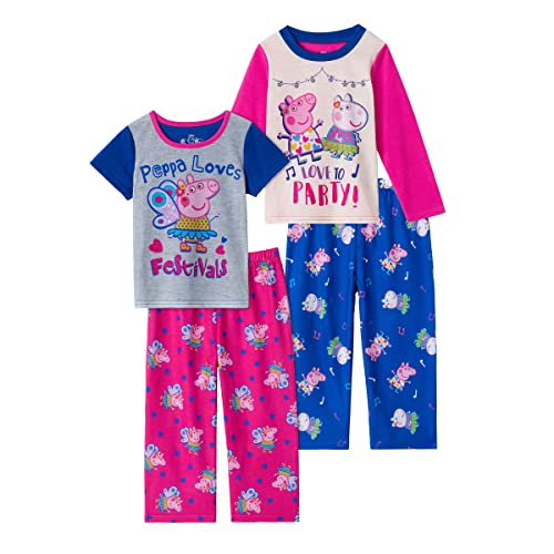 Peppa Pig Girls Pajamas for Toddler Kids | 4 Piece Sleepwear Sets for Toddler Boys Pajama Bottoms and Sleep Shirts (as1, age, 5_years, Love To Party)