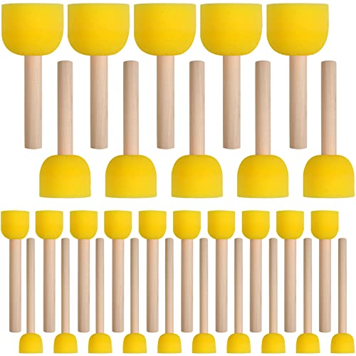 30 Pcs Round Sponges Brush Set, Round Sponge Brushes for Painting, Paint Sponges for Acrylic Painting, Painting Tools for Kids Arts and Crafts (4 Sizes)