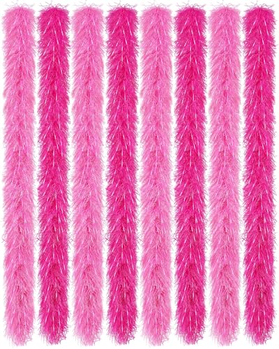 Jexine 8 Pcs Feather Boas Artificial Fluffy Boas Decoration for Wedding Costume Dress Tea Party Supplies(Pink, Rose, 5 Ft)