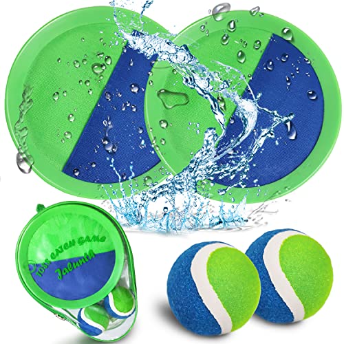 Jalunth Ball Catch Set Games Toss Paddle - Beach Toys Back Yard Outdoor Pool Backyard Throw Sticky Set Age 3 4 5 6 7 8 9 10 11 12 Years Old Boys Girls Kids Adults Family Outside Easter Gifts Green