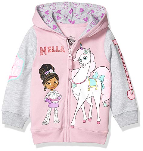 Nickelodeon Baby Girls' Toddler Nella The Princess Knight Zip-Up Hoodie, Lilac/Heather Grey, 2T