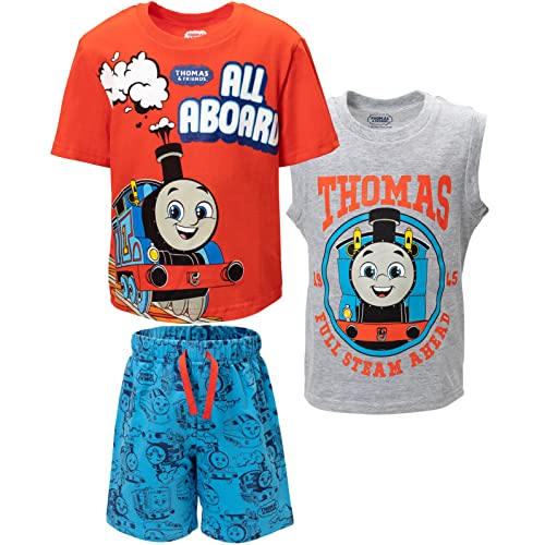 Thomas & Friends Tank Engine Toddler Boys 3 Piece Outfit Set: T-Shirt Tank Top Shorts 3T