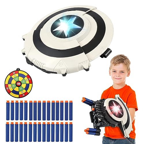 KooRare Shield Dart-Blasting Toys for Guns-Toys for Superhero 6 7 8 9+ Year Old Boys,Kids Roleplay Toy with Lights, with 30 Darts
