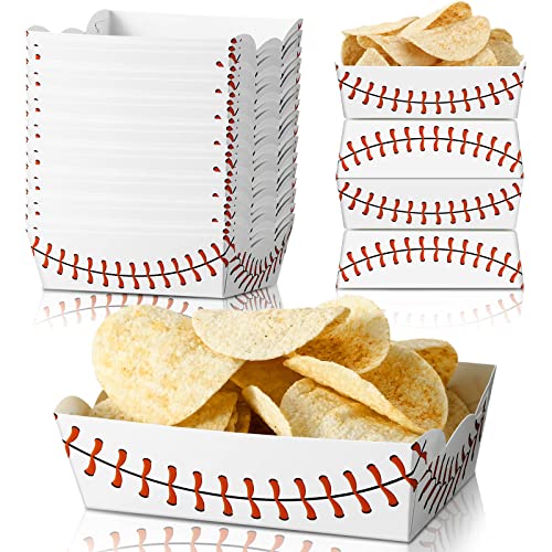 60 Pack Baseball Party Supplies Set Birthday Decorations Disposable Boats Paper Food Serving Tray for Concession Food, Condiment, Carnivals (Baseball)