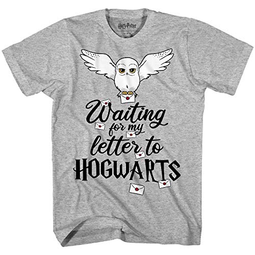 Harry Potter Waiting for My Letter to Hogwarts Boys T-Shirt(Heather Grey,Large)