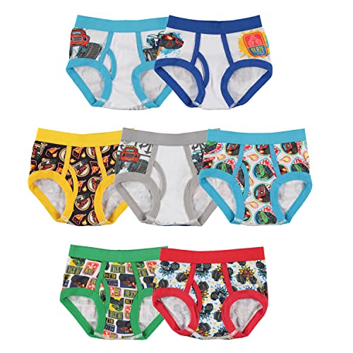 Blaze and the Monster Machines Boys' Toddler 100% Combed Cotton Underwear Multipacks in Sizes 2/3T and 4T, 7-Pack Brief
