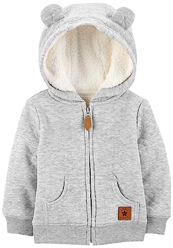 Simple Joys by Carter's Baby Hooded Sweater Jacket with Sherpa Lining, Grey, 3-6 Months