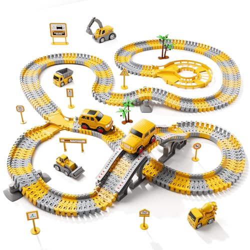 iHaHa Toddler Boy Toys for 3 4 5 6 Year Old, Total 236 PCS Construction Toys Race Tracks for Boys Kids Toys, Gifts Toys for 3 4 5 6 Year Old Boys