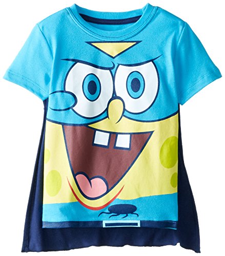 SpongeBob SquarePants Little Boys' Toddler T-Shirt with Cape, Royal, 4T