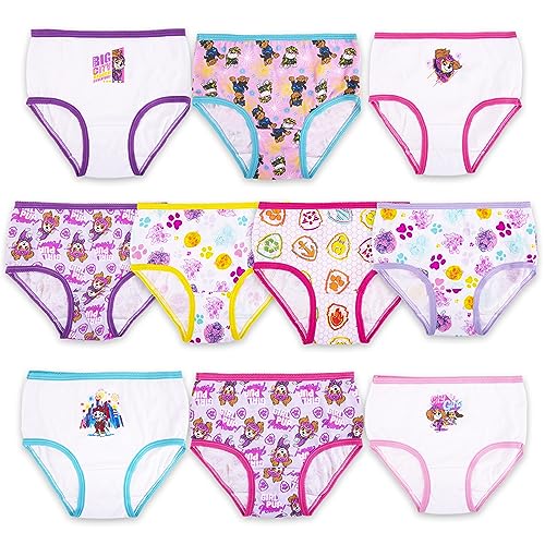 Paw Patrol Girls' 100% Combed Cotton 10-Pack Underwear available with Chase, Skye, Rubble and more in sizes 2/3T, 4T, 4, 6, 8 PawG7pk (4T)