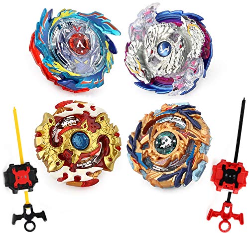 Elfnico Bey Battle Gyro Burst Evolution Toy Set Gift with 4 Spinning Tops Two Launchers