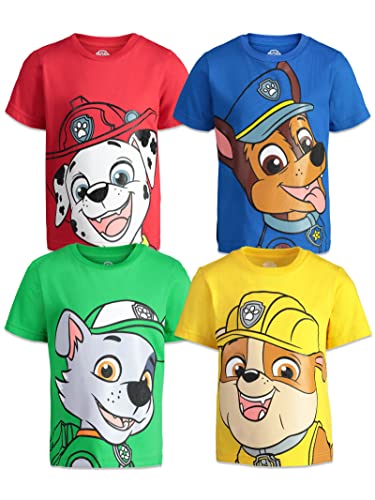 Nickelodeon Paw Patrol Marshall Rubble Rocky Chase Toddler Boys 4 Pack Graphic T-Shirts Chase, Marshall, Rubble & Rocky 4T