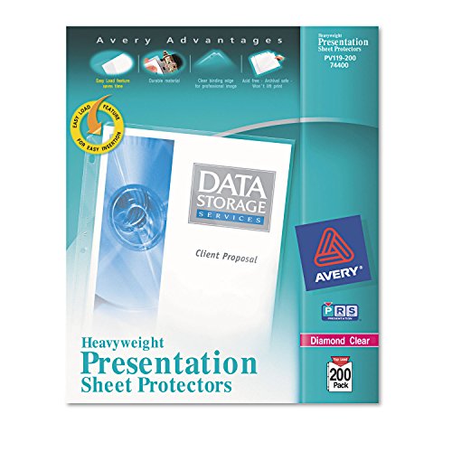 Avery Heavyweight Diamond Clear Sheet Protectors, 8.5' x 11', Acid-Free, Archival Safe, Easy Load, 200ct (74400)