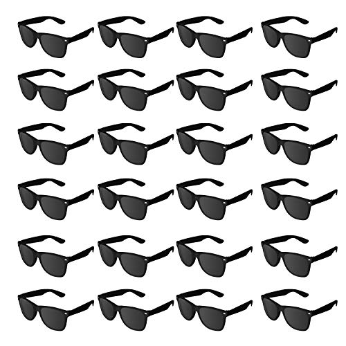 Super Z Outlet Plastic Vintage Retro Style Sunglasses Classic Shades Eyewear Party Prop Favors (24 Pairs) (Black)