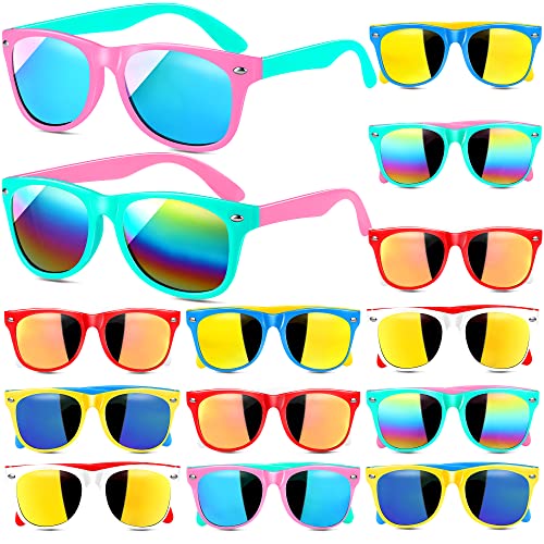 GINMIC Neon Sunglasses Party Favor, 12Pack with UV Protection in Bulk for Kids, Boys and Girls Age 3-6