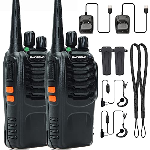 Baofeng Walkie Talkies Long Range Walkie Talkie for Adults with Earpiece Mic Rechargeable 2-Way Radios Handheld Two-Way Radios Transceiver Kids Walky Talky with USB Base Charger for Camping