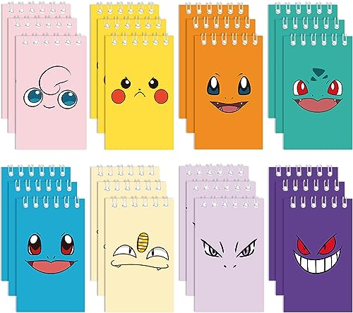 LESANLI 24 Pieces Cartoon Mini Notebooks (2.36 x 3.94) Monster Themed Party Favor Notepads Spiral Pocket Notebooks Birthday Gift Teacher Classroom Rewards for Kids Adults Party Goody Bags Stuffers