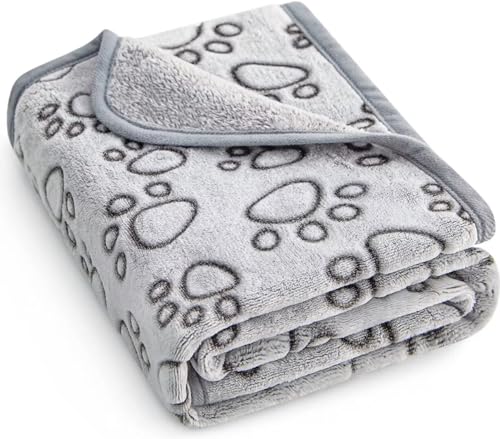 Stuffed® Premium Soft Dog Blanket Washable, 40'x32' Cat Calming Blankets Throw for Medium Large Small Dogs, Puppy Essentials Dog Products Pet Dog Gifts (Grey)