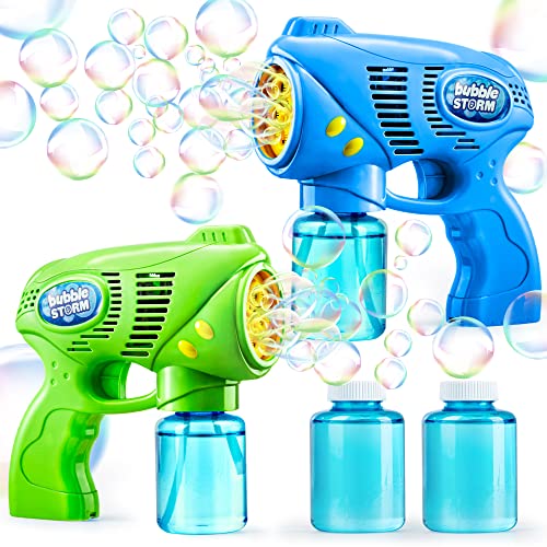 JOYIN 2 Kids Bubble Gun with 2 Bottles Bubble Refill Solution, Bubble Guns Kids 4-8, Bubble Machine Gun for Toddlers 1-3, Bubble Gun Blaster Party Favors, Summer Toy, Outdoors, Easter, Birthday Gift