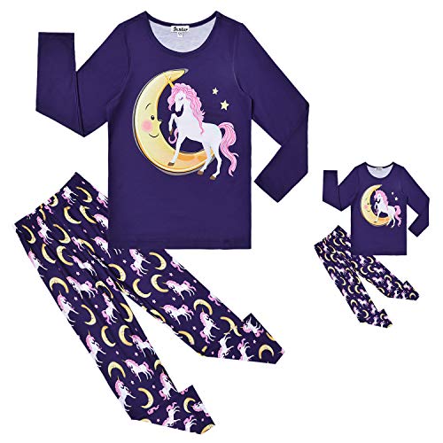 Jxstar Pajamas for Girls 4t 5t Fall Winter Pjs Set Matching American Girls Doll Clothes,4t 5t