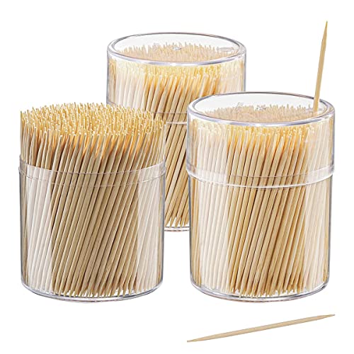 Comfy Package [1500 Count Bamboo Wooden Toothpicks Wood Round Double-Points Tooth Picks