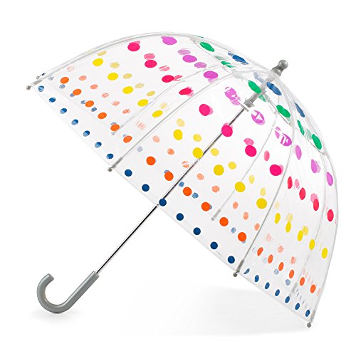 totes Adult and Kids Clear Bubble Umbrella with Dome Canopy, Lightweight Design, Wind and Rain Protection, Dots, Kids - 37'